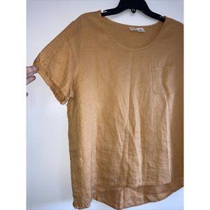 Artisan NY Linen Top Lagenlook Short Sleeve Boxy Boho Pullover Beach Artsy Sz XL